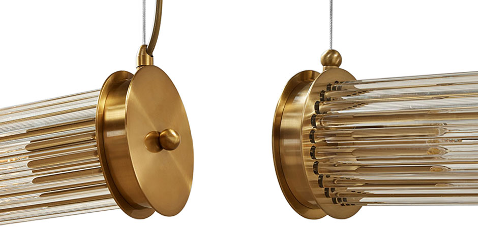 Подвесной светильник Glass TUBE Pendant Double Gold Подвесной светильник Glass TUBE Pendant Double Gold - Loft-Concept в Омске