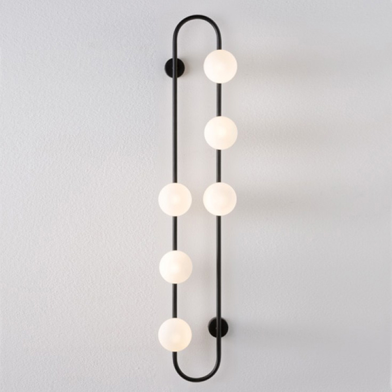 Бра HOOP WALL Lamp Black 6 Черный Белый в Омске | Loft Concept 