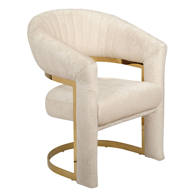 Полукресло Valbonne Chair cream velour Кремовый Глянцевое золото в Омске | Loft Concept 