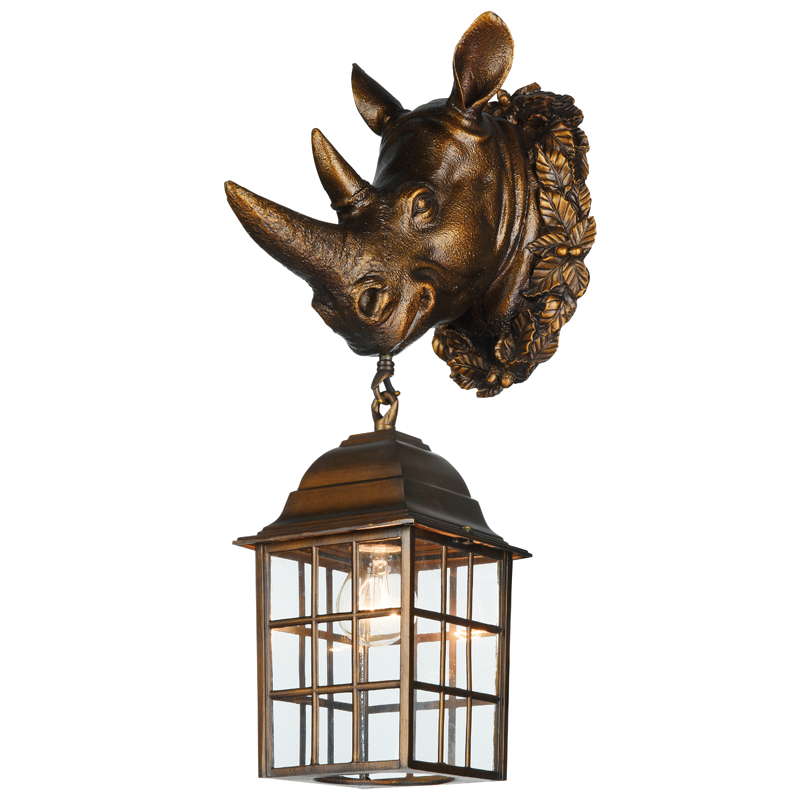 Уличный светильник Rhinoceros Lantern Темная бронза Прозрачное Стекло в Омске | Loft Concept 