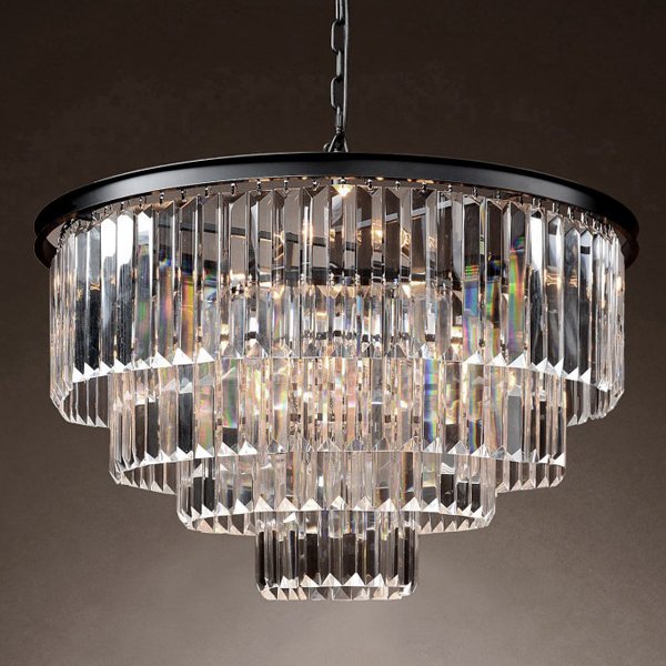 Люстра RH 1920s Odeon Clear Glass Fringe Chandelier -60 Черный в Омске | Loft Concept 