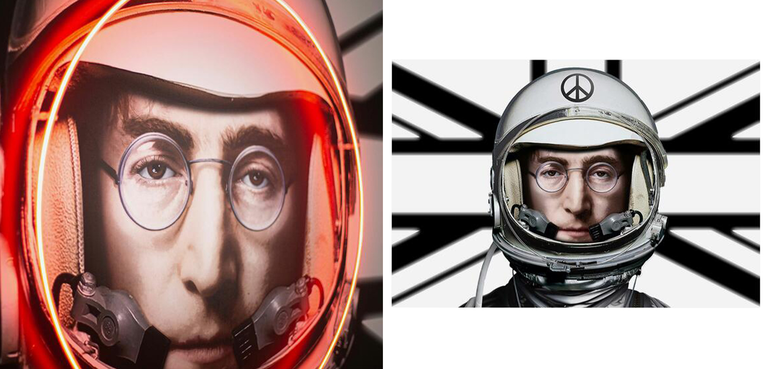 Дизайнерский Неоновый Постер Джон Леннон в Скафандре Lennon Astronaut - фото