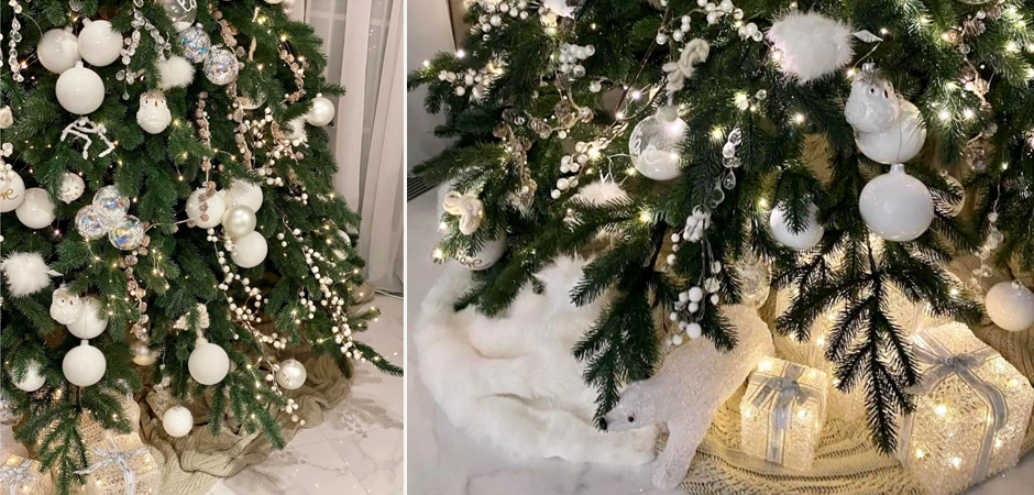 Дизайнерская Елка с Белым Декором Christmas Tree White Balls Дизайнерская Елка с Белым Декором Christmas Tree White Balls - Loft-Concept в Омске