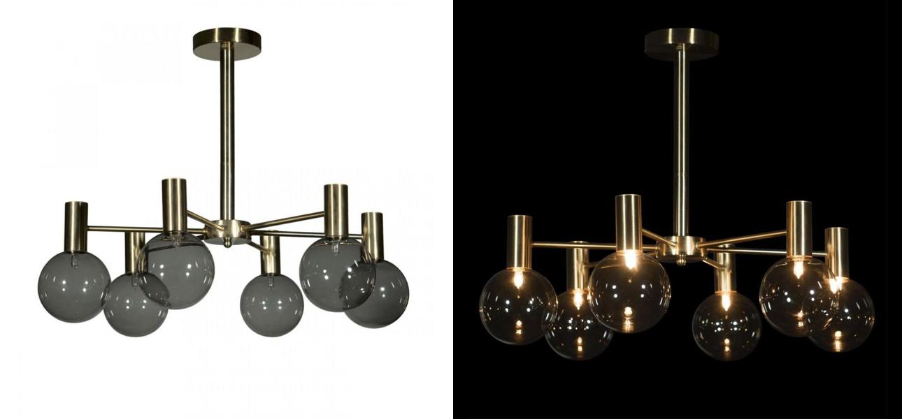 Люстра с дымчатым стеклом Smoke Glass GOLD - фото №1