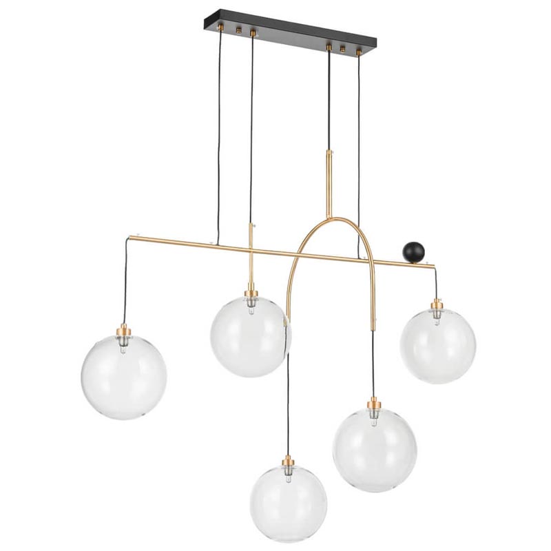 Люстра Five Hanging Balls Chandelier Золотой Прозрачный Черный в Омске | Loft Concept 