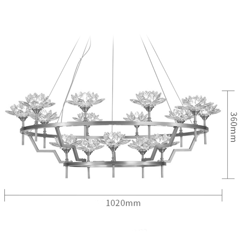 Большая Люстра Хрустальные Цветы Лотоса Lotus flower Clear Glass lamp 15 в Омске