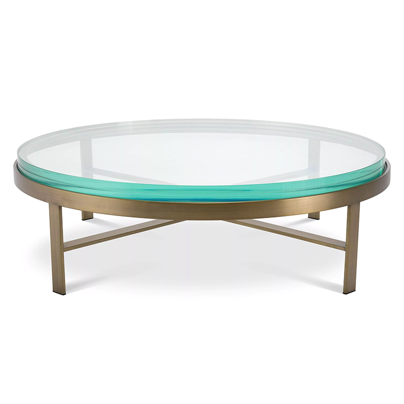 Кофейный стол Eichholtz Coffee Table Hoxton Латунь Прозрачное Стекло Бирюзовый в Омске | Loft Concept 