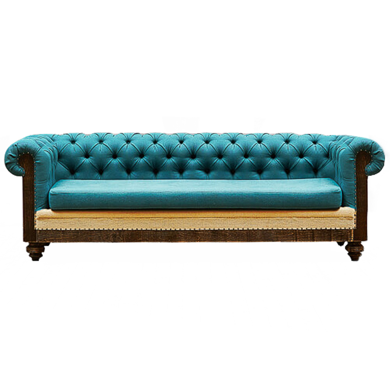 Диван Deconstructed Chesterfield Sofa triple turquoise Linen Коричневый Бирюзовый ivory ( слоновая кость ) в Омске | Loft Concept 