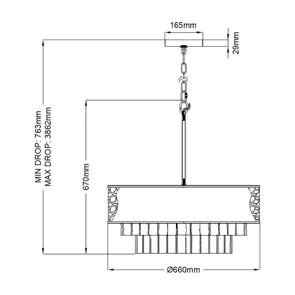 Люстра круглая с подвесками из текстурированного стекла молочного цвета Hinkley в Омске