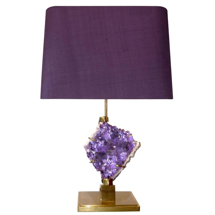 Настольная лампа Bronze and Amethyst Lamp Глянцевое золото Сиреневый в Омске | Loft Concept 