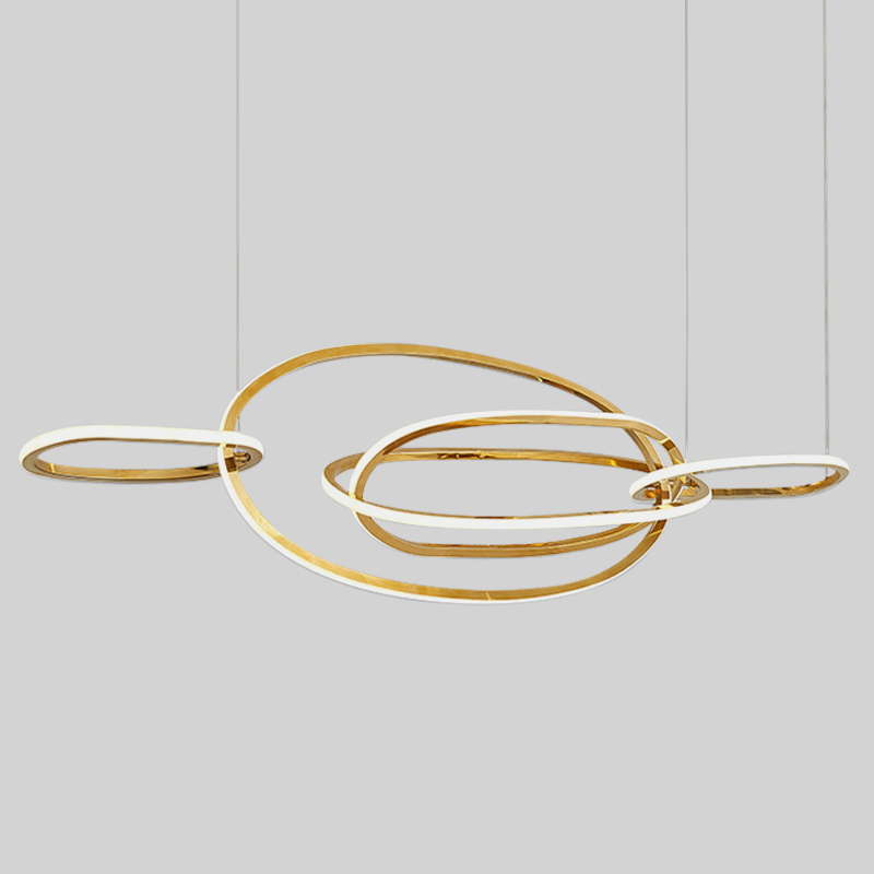 Люстра Horizontal Gold Oval Rings Chandelier Золотой в Омске | Loft Concept 