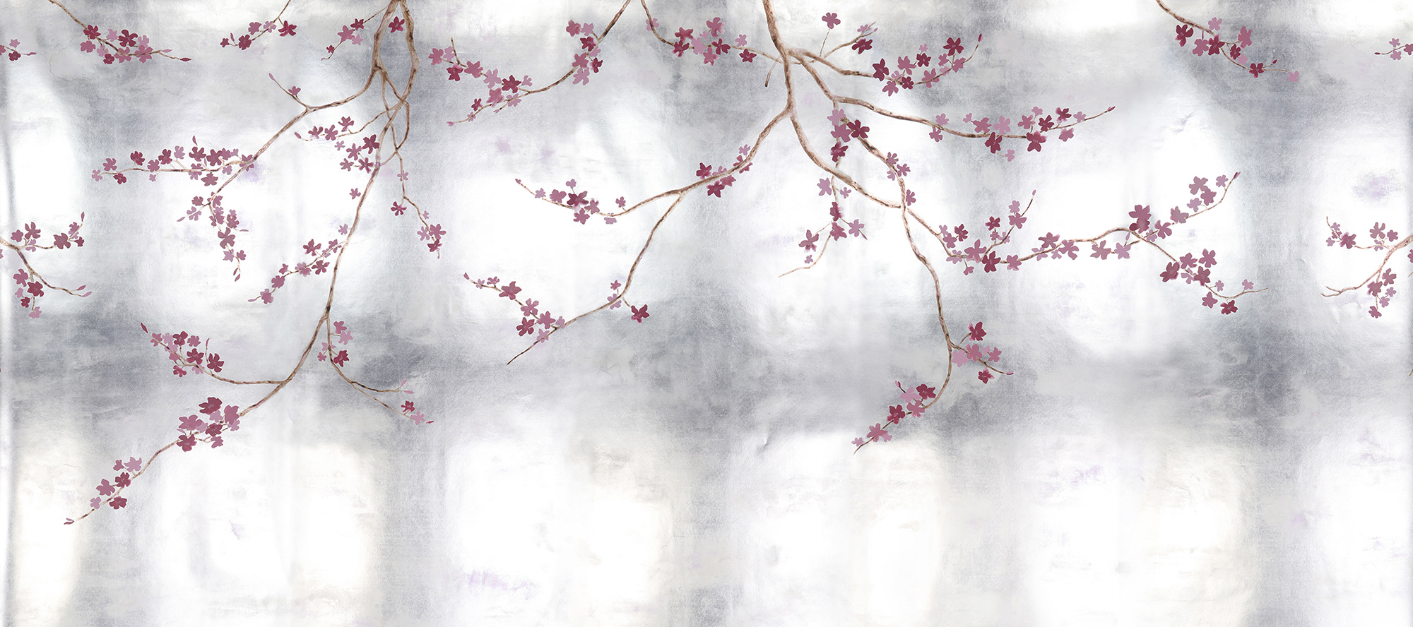Обои ручная роспись Cherry Tree Special Colourway on Sterling Silver gilded paper Обои ручная роспись Cherry Tree Special Colourway on Sterling Silver gilded paper - постер Loft-Concept в Омске