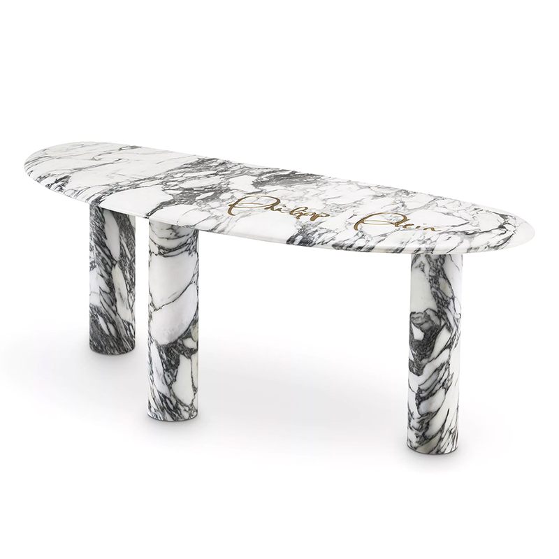 Консоль Philipp Plein Console Table Forte Белый Мрамор Bianco Золотой в Омске | Loft Concept 