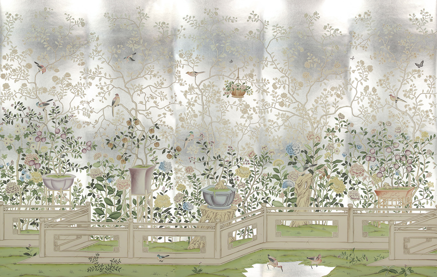 Обои ручная роспись Temple Newsam White Gold gilded silk Обои ручная роспись Temple Newsam White Gold gilded silk - постер Loft-Concept в Омске