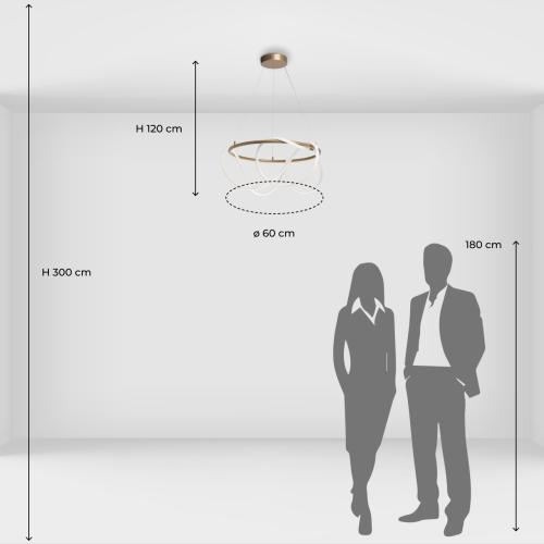 Люстра подвесная круглая золотого цвета с белыми изогнутыми световыми линиями Luke Lampco Tracer Lamp в Омске