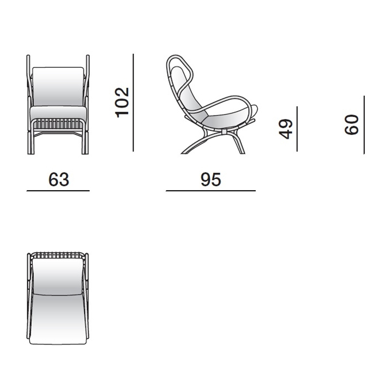 Дизайнерское кресло из ротанга Gio Ponti CONTINUUM D.163.7 BY BONACINA 1889 Armchair в Омске