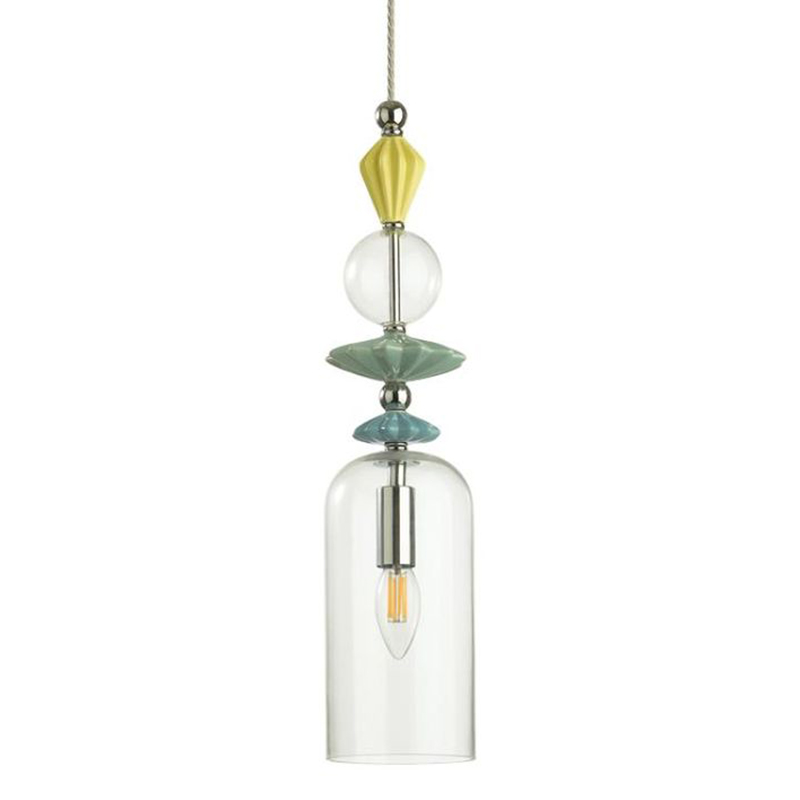 Подвесной светильник Iris Glas hanging lamp candy C chrome Прозрачное Стекло Прозрачный желтый Голубой Хром Прозрачный зеленый в Омске | Loft Concept 