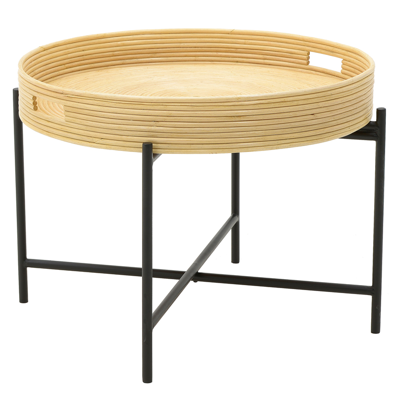 Кофейный стол-поднос Odelis Rattan Table Черный Древесина в Омске | Loft Concept 