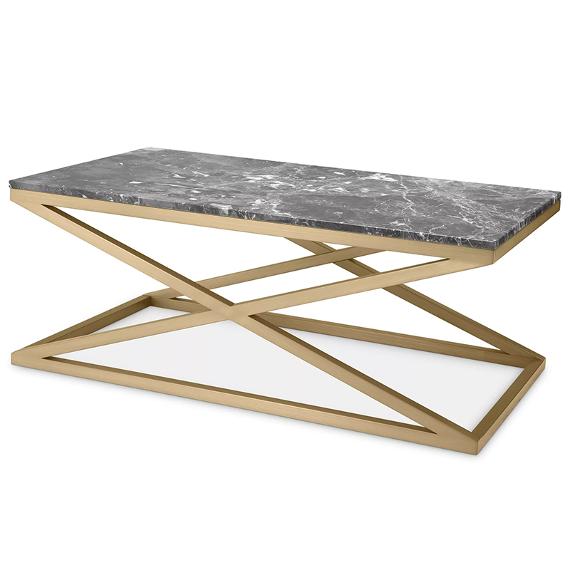 Кофейный стол Eichholtz Coffee Table Criss Cross Латунь Серый в Омске | Loft Concept 