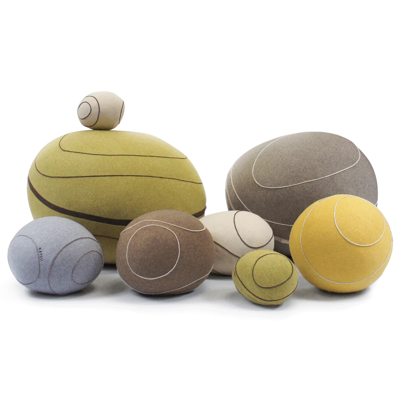 Набор из 9-ти Камней-Пуфов KATSU "KIDSET" для Детей  Коричневый Белый Серый Желтый Зеленый в Омске | Loft Concept 