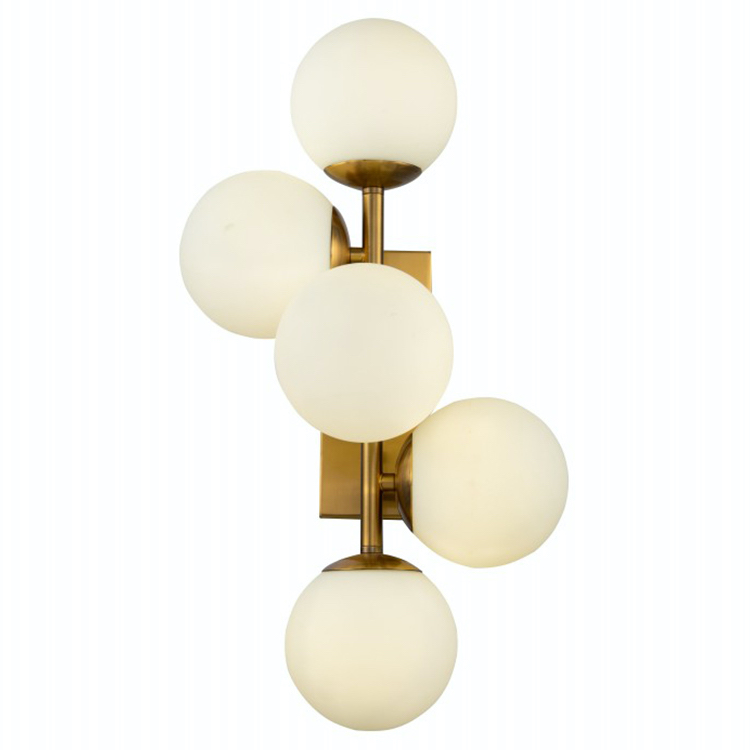 Бра White Balls Sconces Белое матовое стекло Латунь в Омске | Loft Concept 