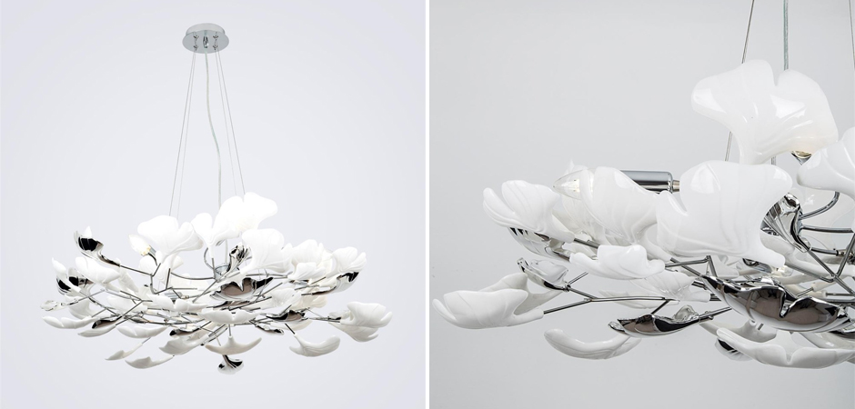 Декоративная люстра Wintery flover Silver с Белыми плафонами Декоративная люстра Wintery flover Silver с Белыми плафонами - Loft-Concept в Омске