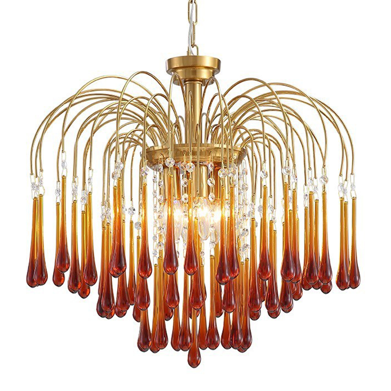 Дизайнерская люстра Amber Drops Chandelier Золотой Янтарный в Омске | Loft Concept 