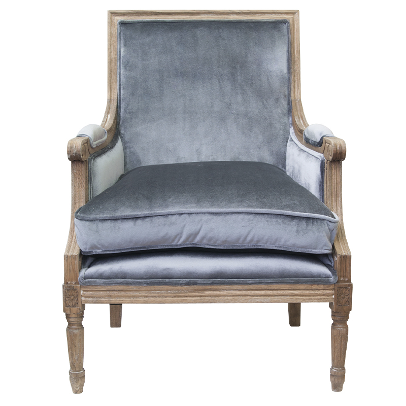 Кресло William Classical Armchair grey velvet Серый Коричневый в Омске | Loft Concept 