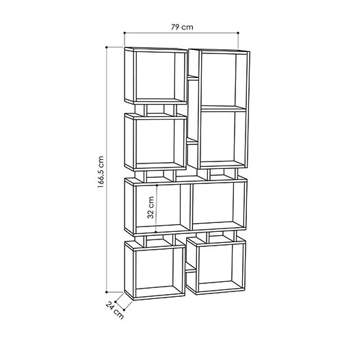 Стеллаж прямой цвета древесины с 8-ю открытыми полками RAIL BOOKCASE NO.1 OAK в Омске