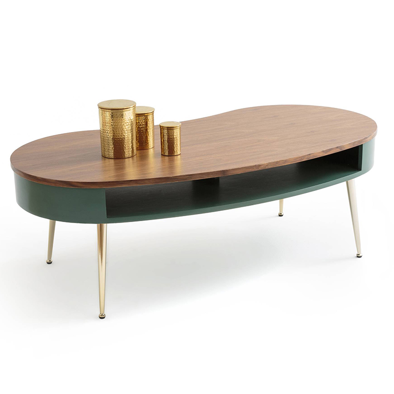 Кофейный стол Torborg Coffee Table Орех Изумрудный Золотой в Омске | Loft Concept 