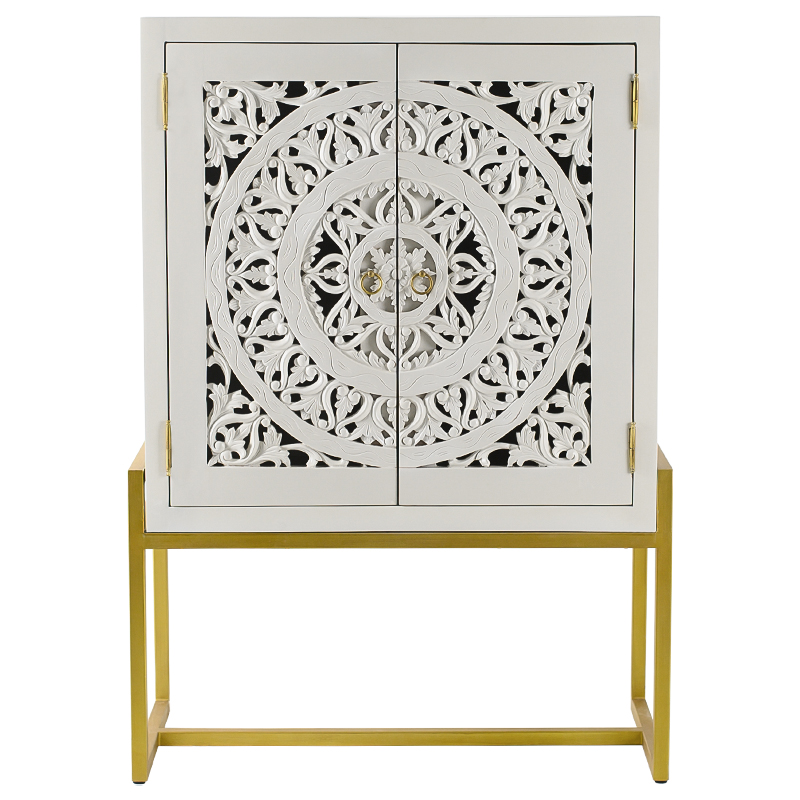 Буфет с резными дверцами Ceara Lace Cabinet Белый Золотой в Омске | Loft Concept 