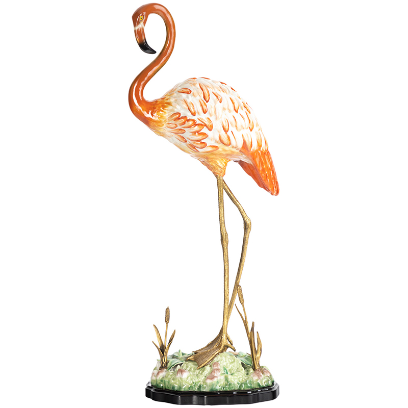 Декоративная статуэтка Flamingos Porcelain Statuette Красный Зеленый Бронза в Омске | Loft Concept 