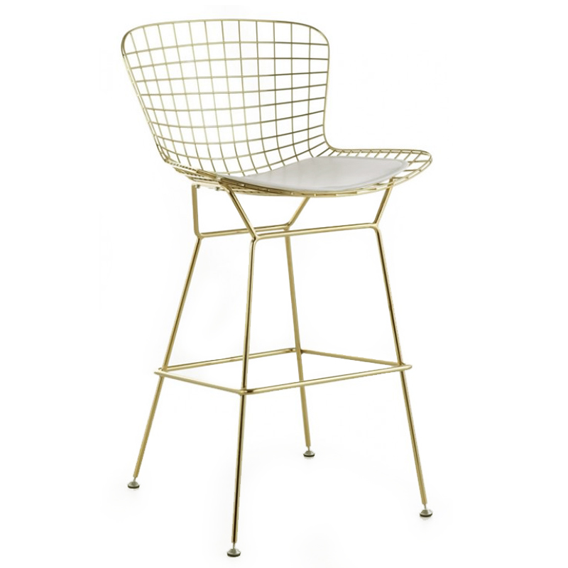 Барный стул Bertoia Barstool Gold Черный Белый Золотой в Омске | Loft Concept 