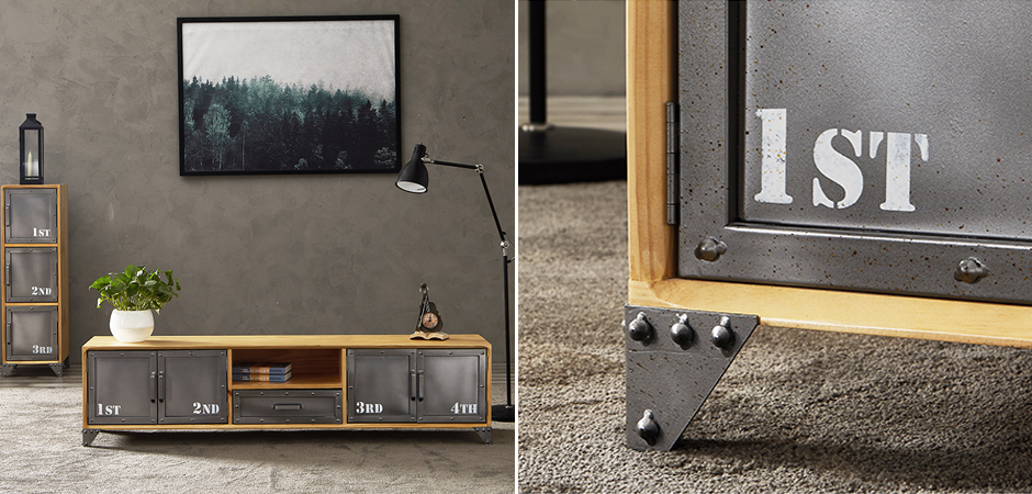 ТВ-тумба Loft Metal and Wood Quadruple ТВ-тумба Loft Metal and Wood Quadruple - Loft-Concept в Омске
