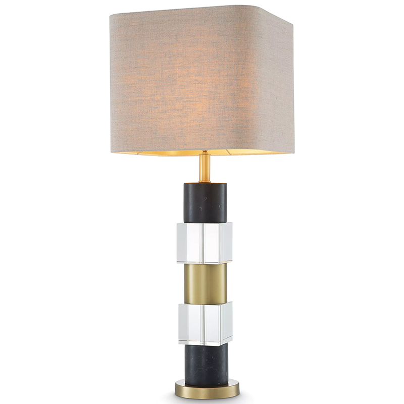 Настольная лампа Eichholtz Table Lamp Black Marble Черный Латунь Прозрачное Стекло Бежево-серый в Омске | Loft Concept 