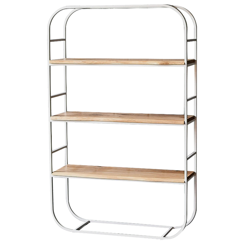 Стеллаж Fulton Industrial Metal Rust Rack Древесина Белый в Омске | Loft Concept 