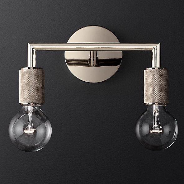 Бра RH Utilitaire Double Sconce Silver Никель в Омске | Loft Concept 