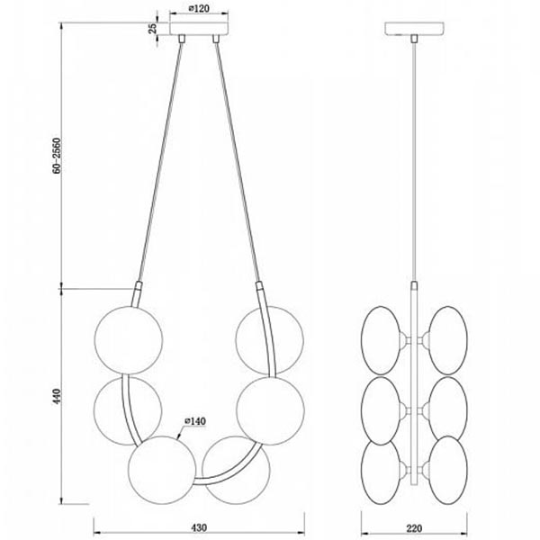 Люстра Marcan 6 Ball Chandelier Black в Омске