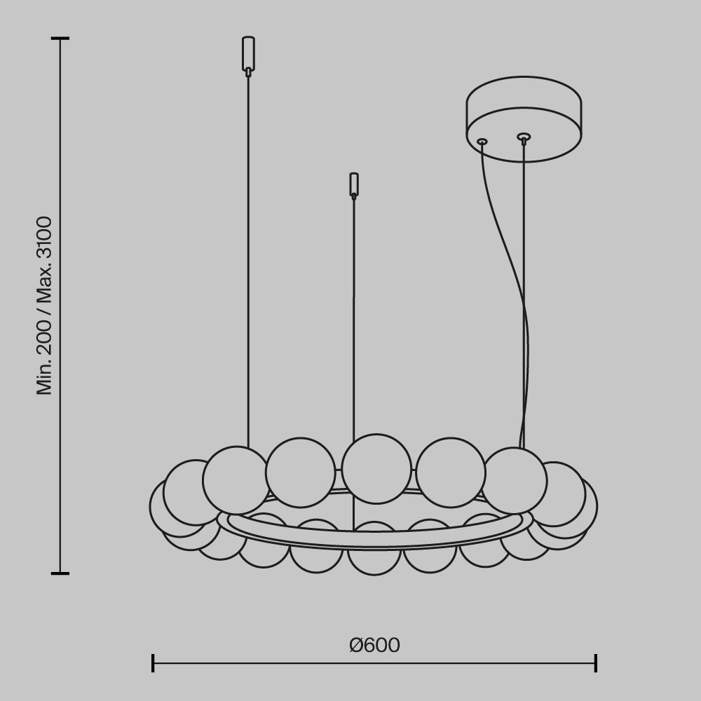 Люстра подвесная Ambre 3000К в Омске