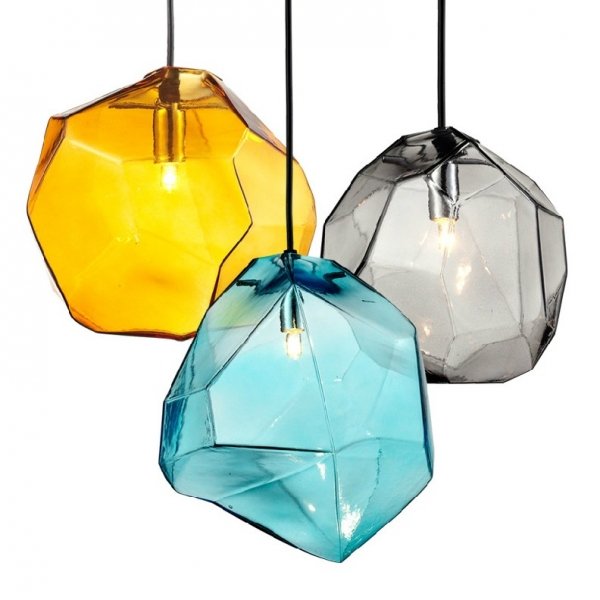 Подвесной светильник Color Ice Cube Pendant Янтарь (Amber) Светло-голубой Серый (Gray) в Омске | Loft Concept 