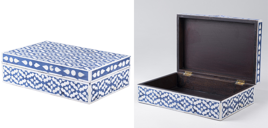 Шкатулка инкрустация костью Pattern Inlay Box Indigo Шкатулка инкрустация костью Pattern Inlay Box Indigo - Loft-Concept в Омске