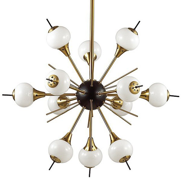 White Glass Globes Sputnik Chandelier Бронза Белый в Омске | Loft Concept 