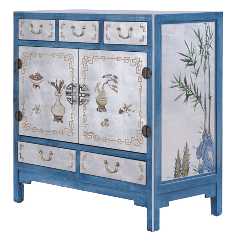 Голубой комод в Китайском стиле Blue Pearl Chinese Chest of Drawers Голубой Перламутровый Мульти Голубой комод в Китайском стиле Blue Pearl Chinese Chest of Drawers Голубой Перламутровый Мульти в Омске | Loft Concept