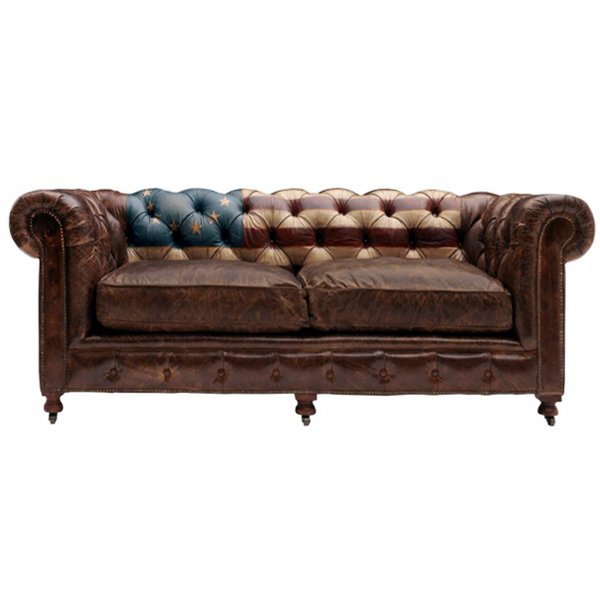 Диван Chesterfield Rebel Sofa Stars & Stripes Andrew Martin Коричневый в Омске | Loft Concept 