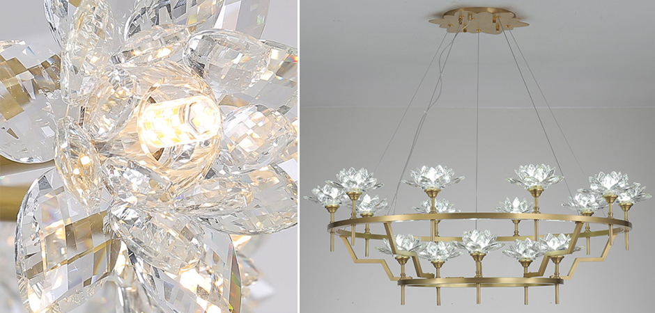 Большая Люстра Хрустальные Цветы Лотоса Lotus flower Clear Glass lamp 15 Большая Люстра Хрустальные Цветы Лотоса Lotus flower Clear Glass lamp 15 - Loft-Concept в Омске