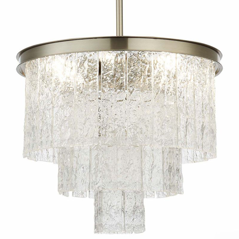 Люстра Renea Textured Glass Chandelier Nickel Никель Прозрачное Стекло в Омске | Loft Concept 