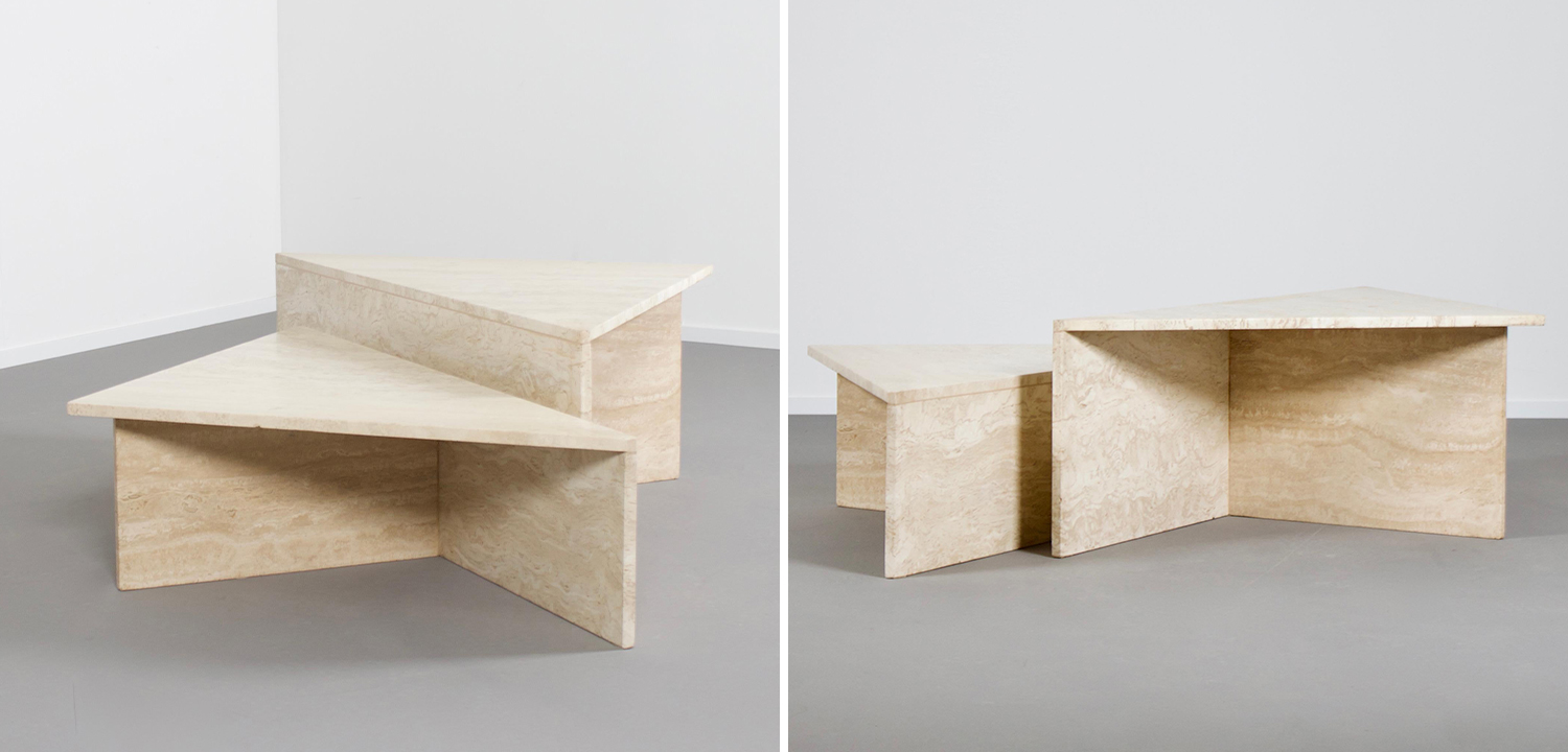 Журнальный стол из мрамора Large Travertine Coffee Table by UpUp - фото