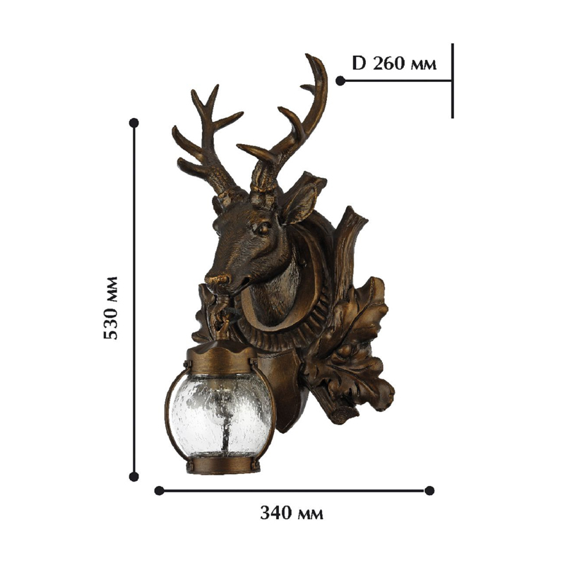 Темно-коричневый уличный светильник с головой оленя ANIMAL LANTERN в Омске