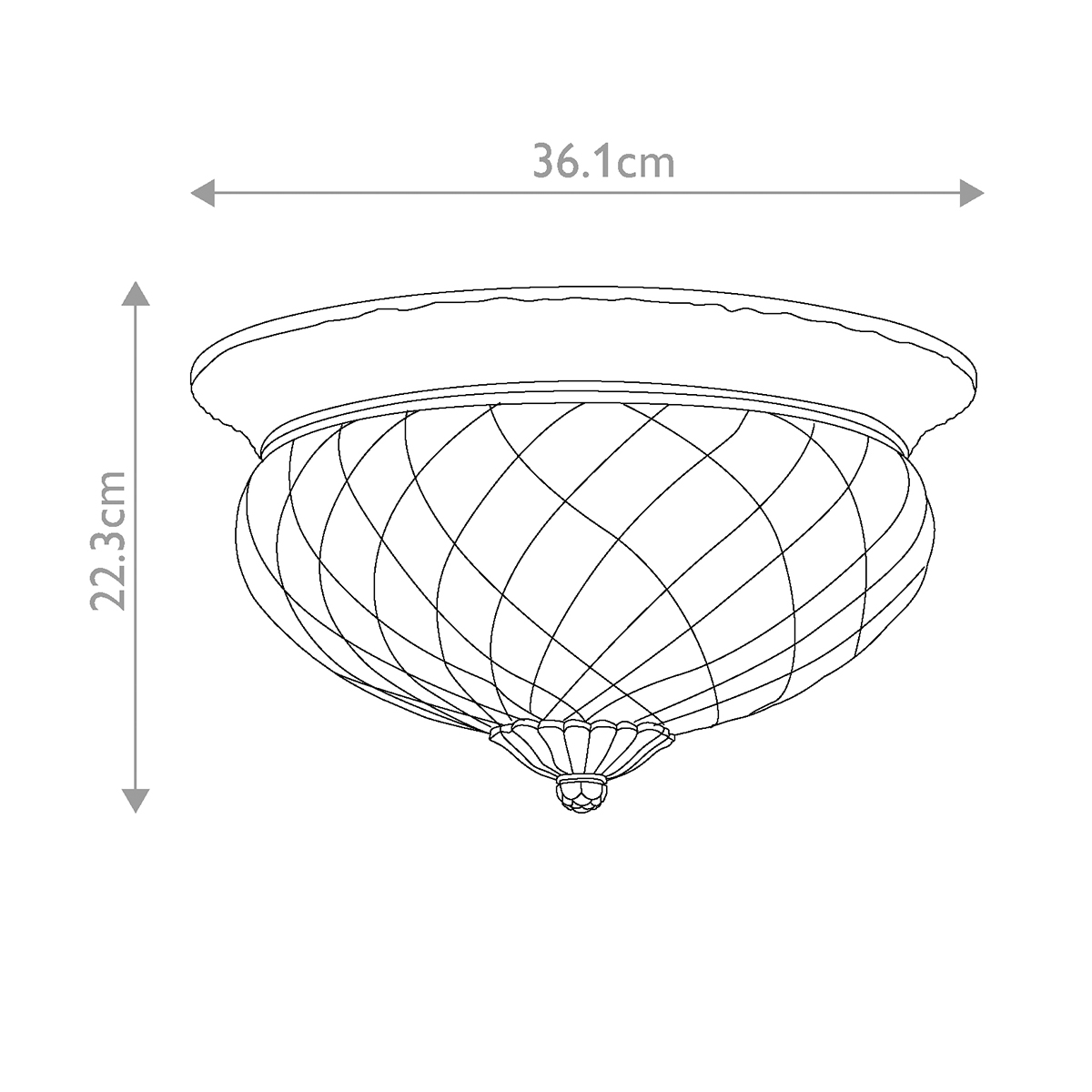 Потолочный светильник цвета латунь с прозрачным рифленым плафоном в форме чаши Hinkley в Омске