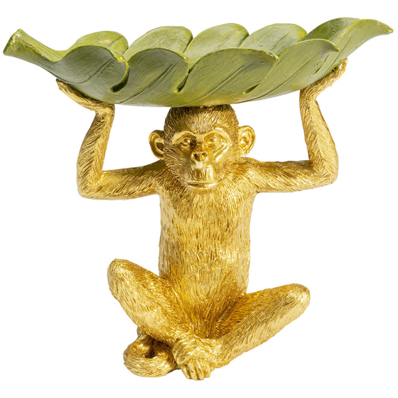 Конфетница Golden Monkey holding a leaf Зеленый Золотой в Омске | Loft Concept 